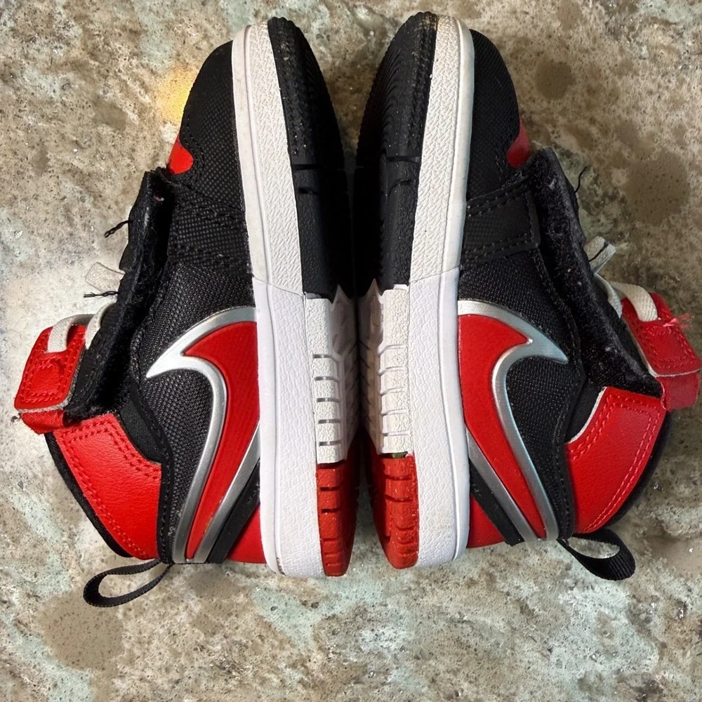 Kids Air Jordan 1 Mid Toddler Shoes Black Red FQ1283 006 Size 6C Sneakers Kicks‎